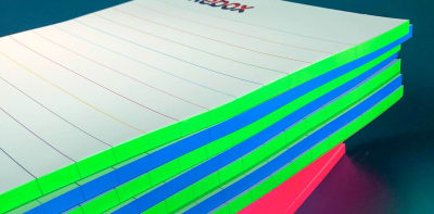Note pads with flourcent edges