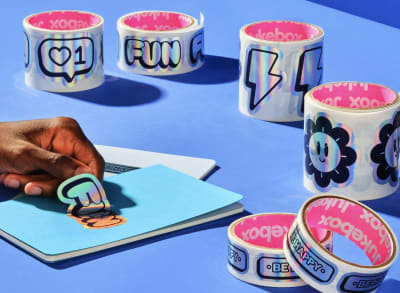 Custom holographic roll labels for premium packaging by Jukebox
