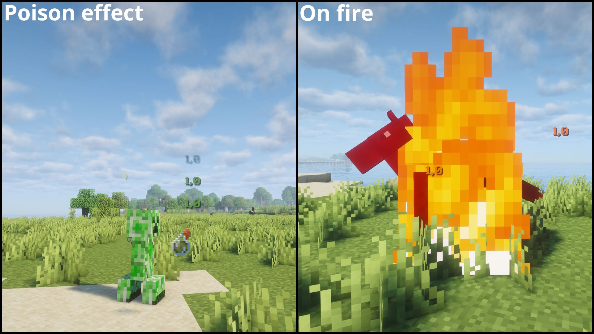 Floating Damage Indicators: poison & fire