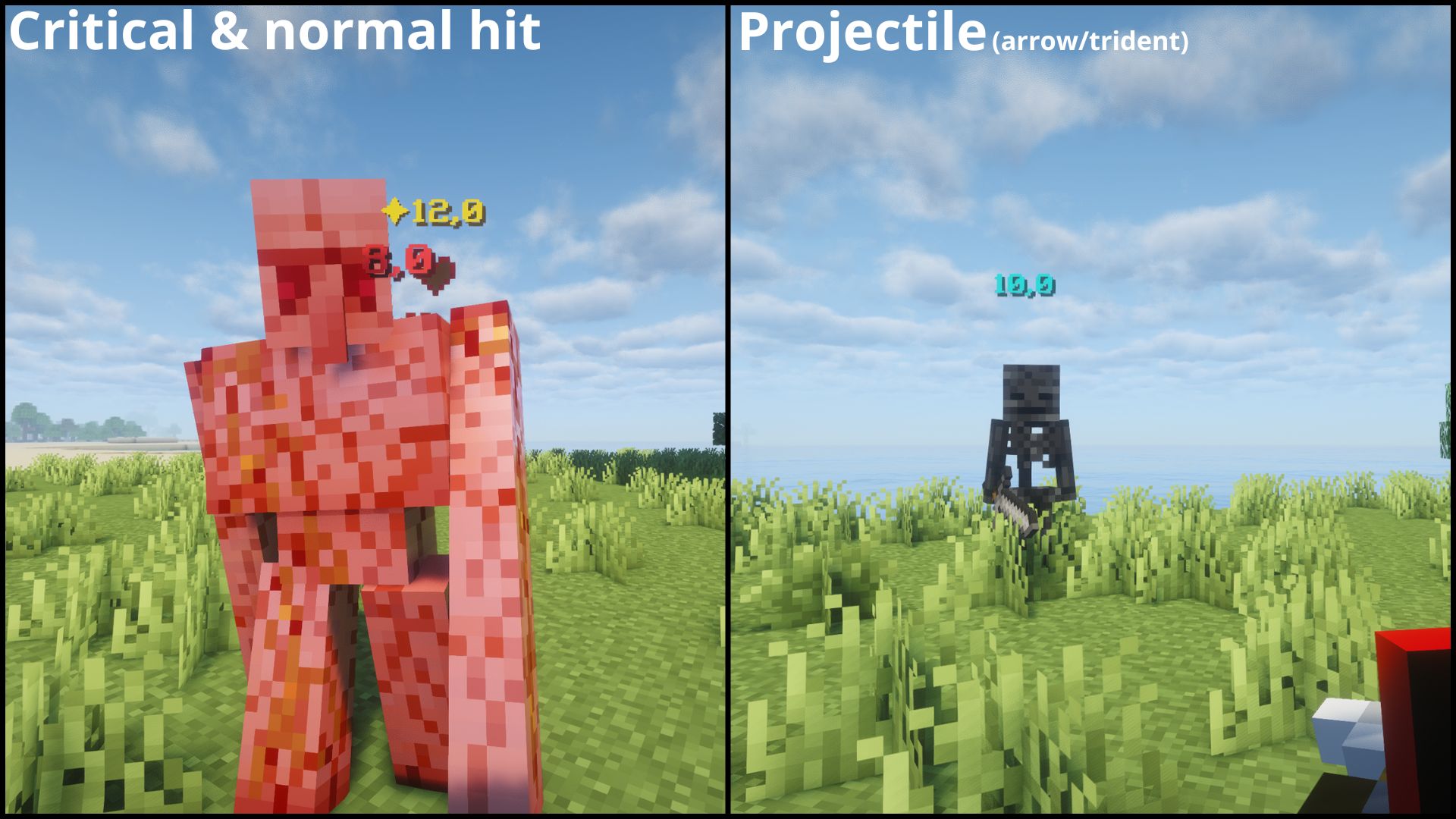 Floating Damage Indicators: critical & normal hit