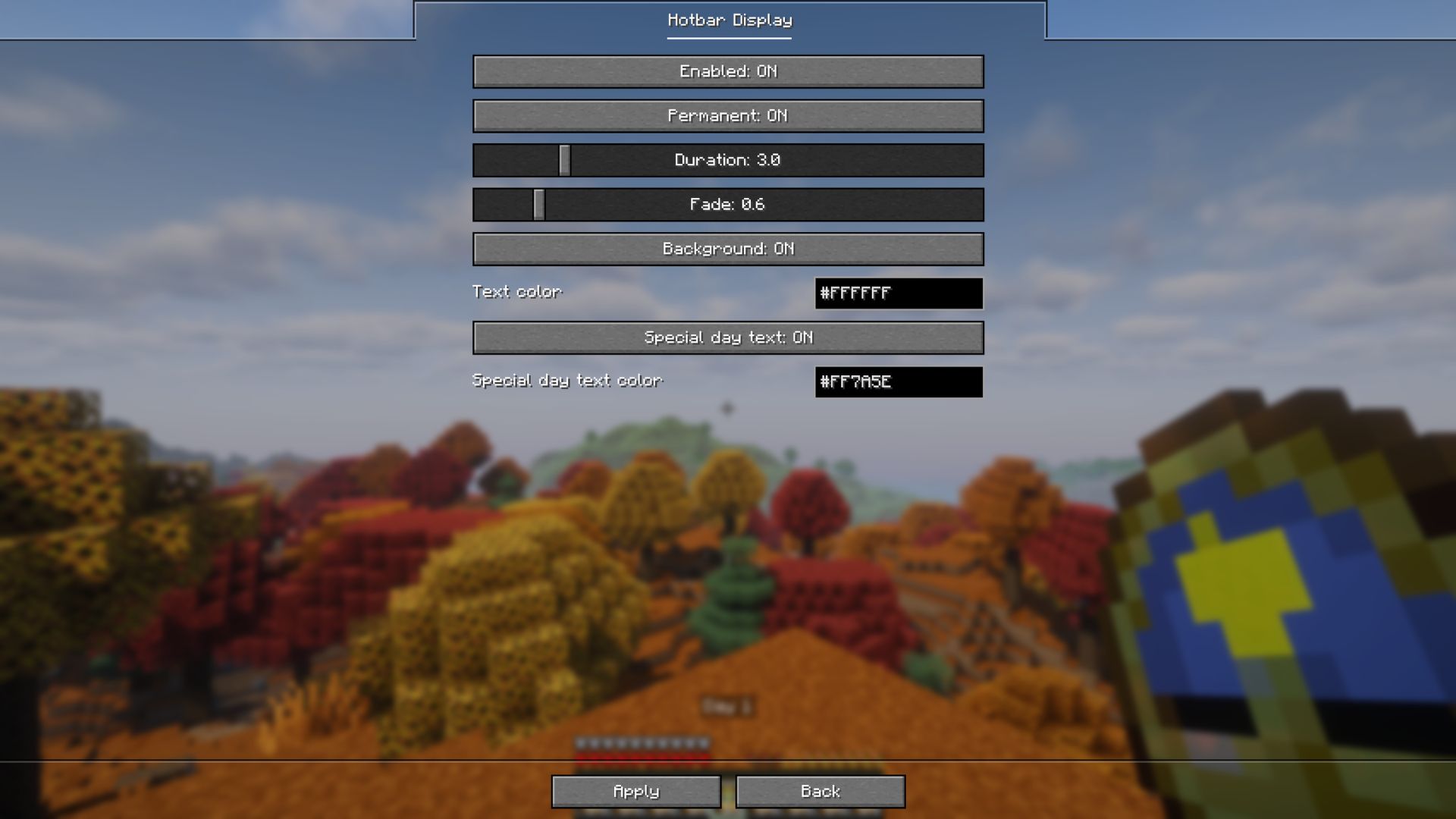 Immersive Day Counter: Config Screen
