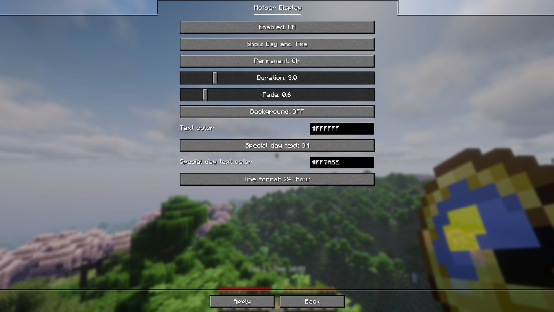 Immersive Day Counter: Config Screen