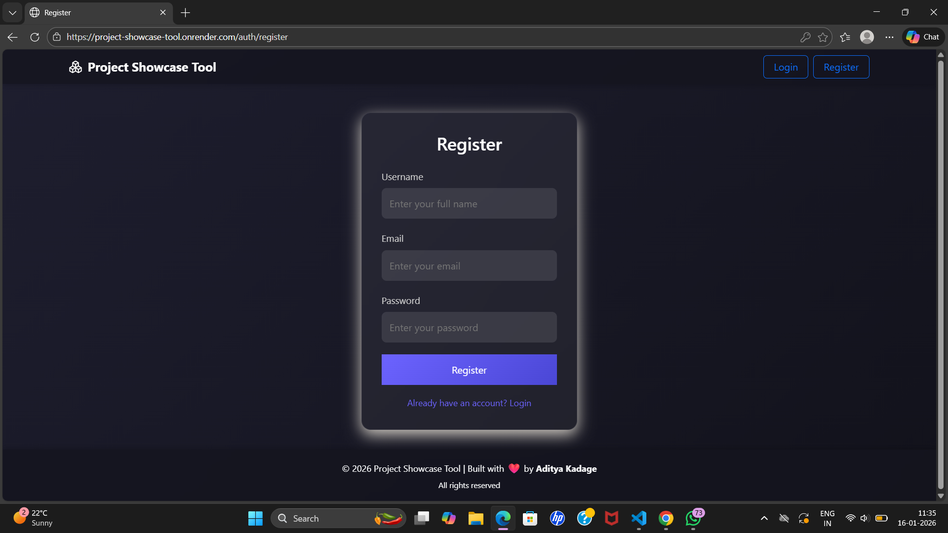 Project Showcase Tool
