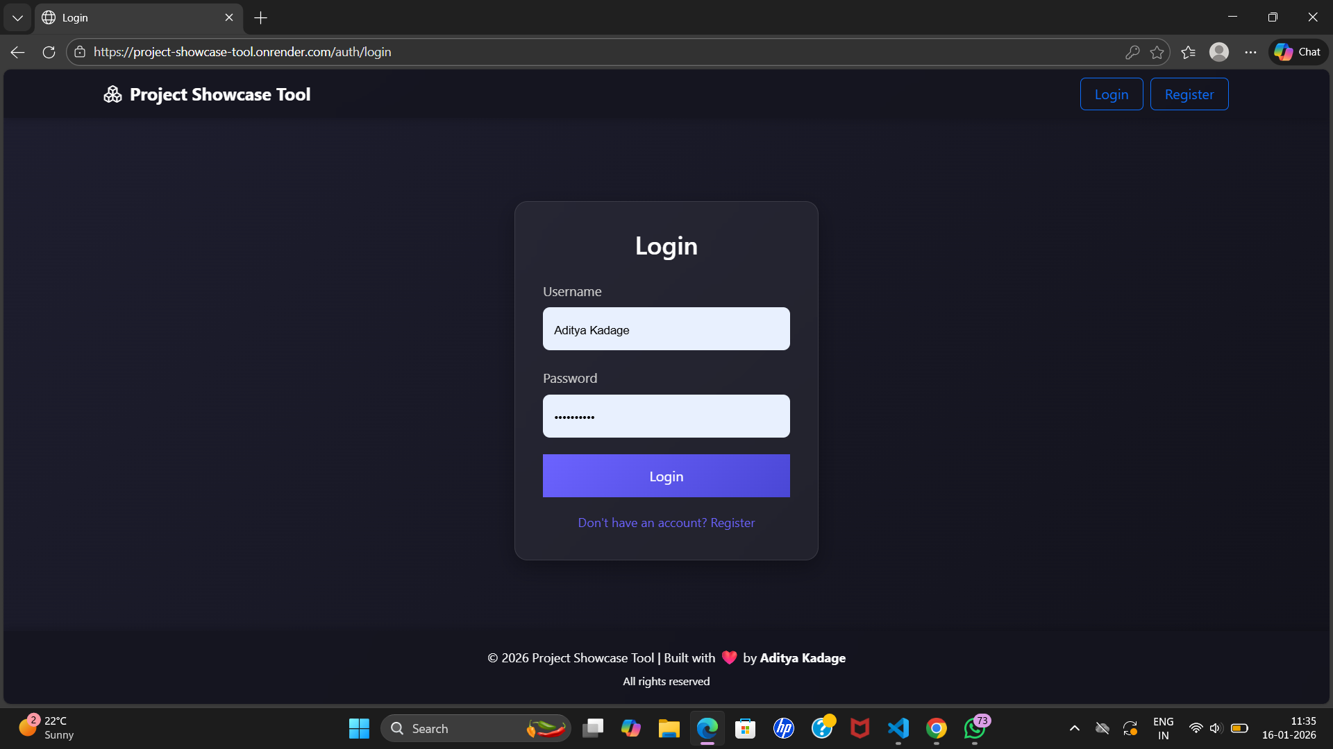 Project Showcase Tool