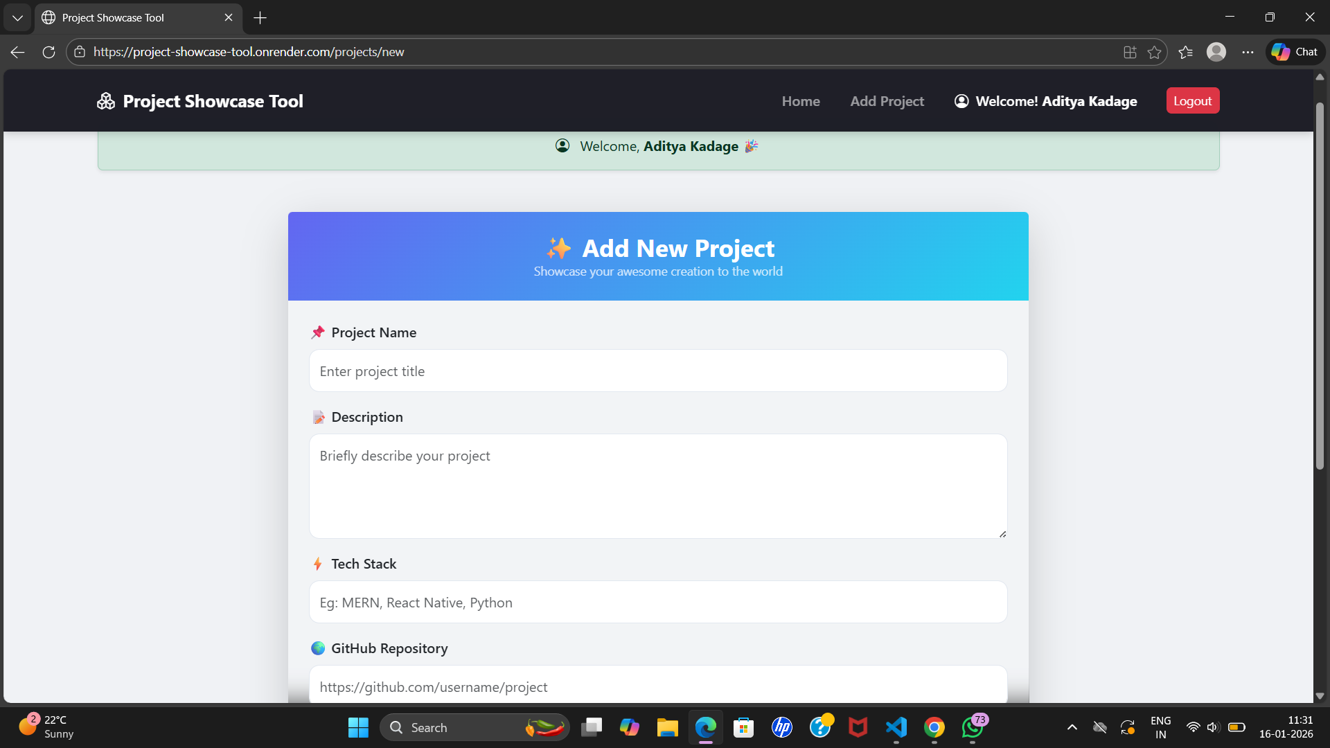 Project Showcase Tool