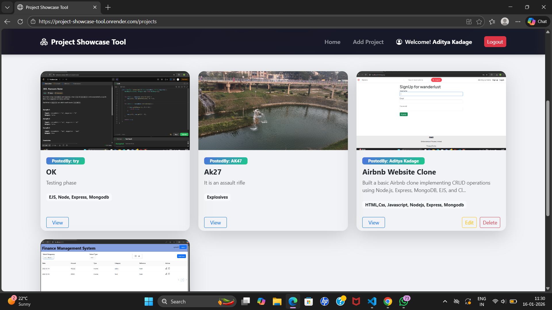 Project Showcase Tool