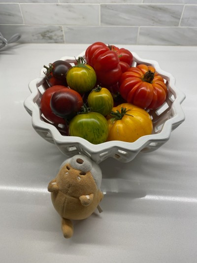 Satisfying her tomato craving