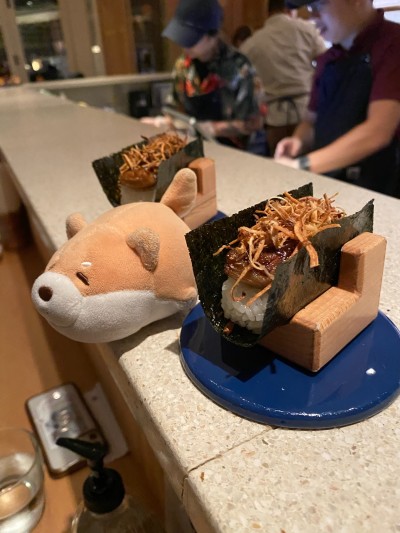 Having her favorite tamaki at Nami Nori in NYC West Village