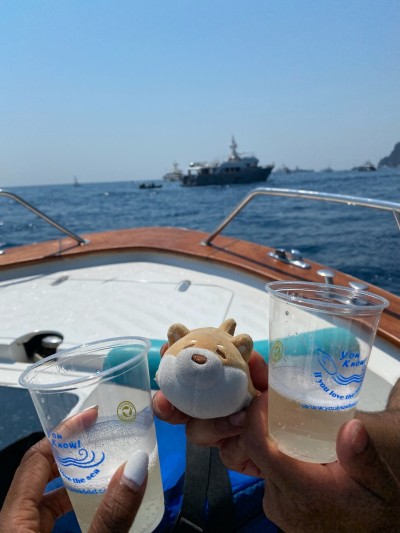 On a boat ride around Capri in the Amalfi Coast