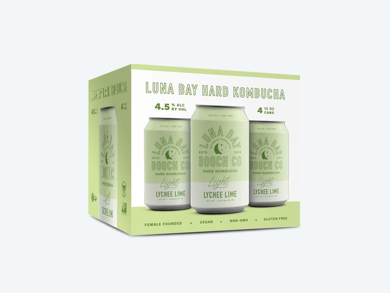 Luna Bay Hard Kombucha - Light Lychee Lime 4pk