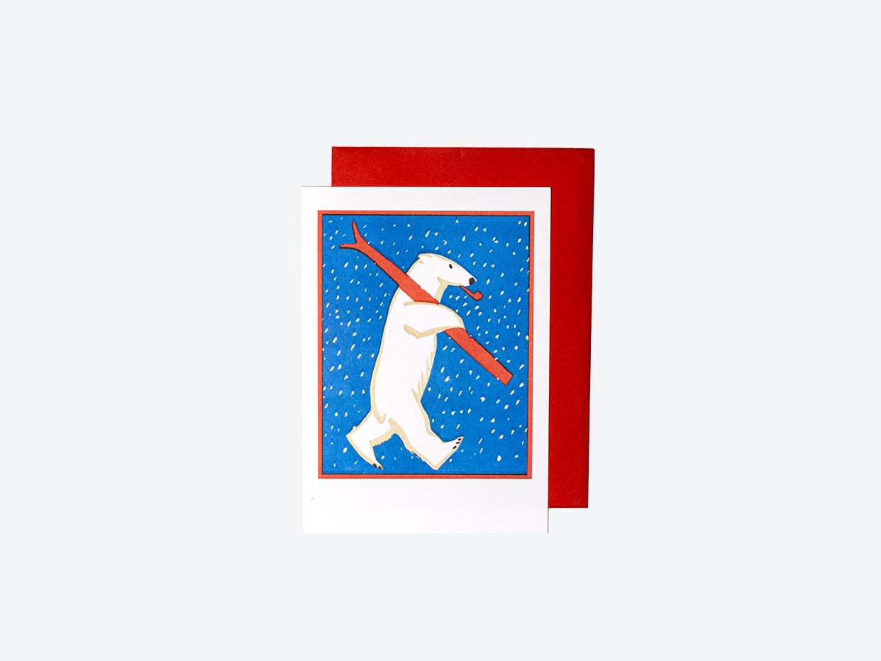 Skiing Polar Bear Greeting Card