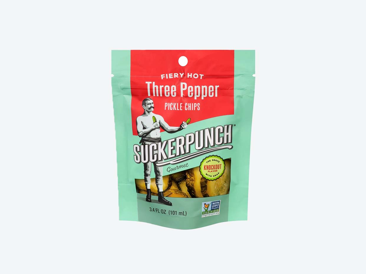 Product Name Suckerpunch - 3-Pepper Fire Gourmet Pickles, Snack Size