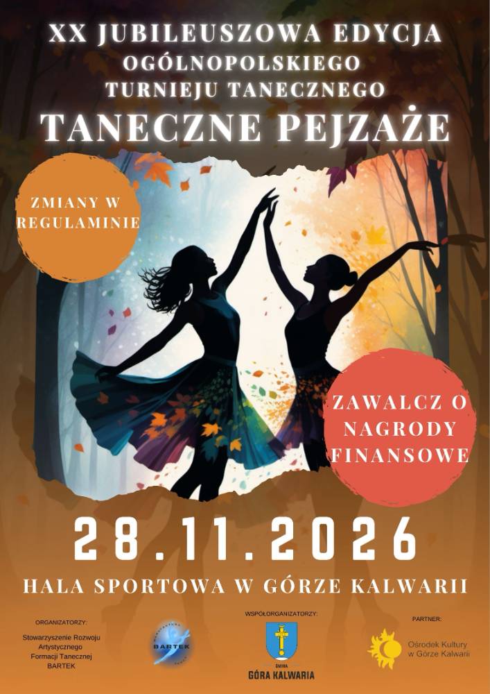 Plakat turnieju XX Ogólnopolski Turniej Taneczny "Taneczne Pejzaże"