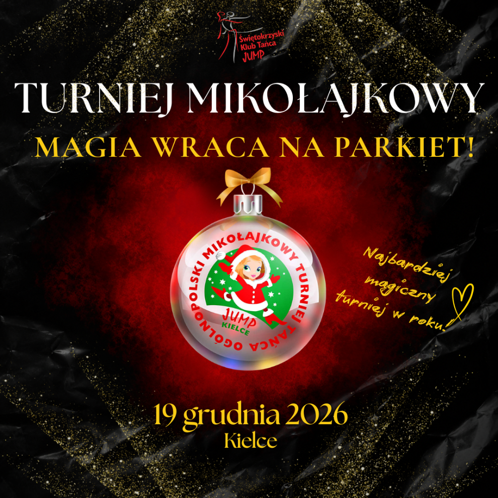 Plakat turnieju XXIII Ogólnopolski Mikołajkowy Turniej Tańca
