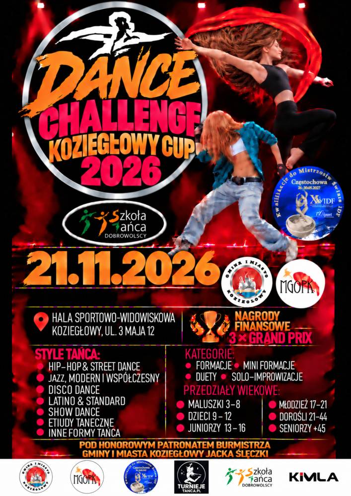 Plakat turnieju Dance Challege Cup Koziegłowy
