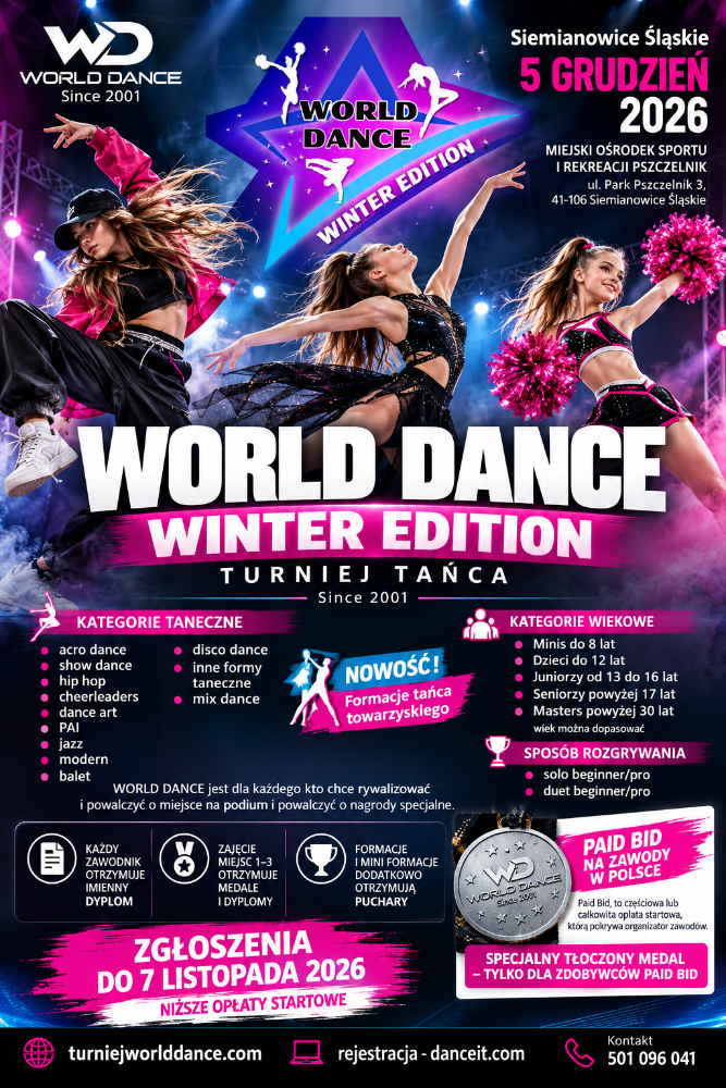 Plakat turnieju World Dance - Winter Edition