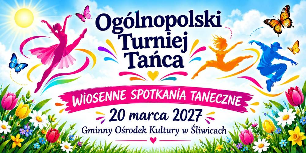 Plakat turnieju Ogólnopolski Turniej Tańca "Wiosenne Spotkania Taneczne"