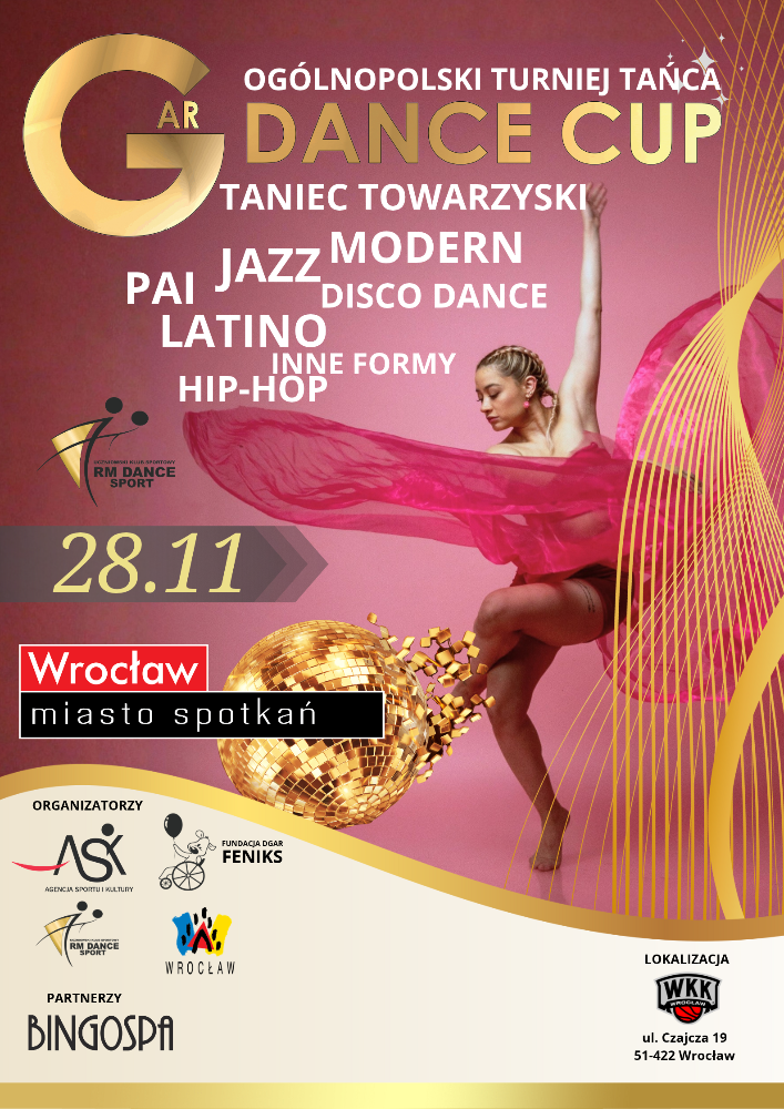 Plakat turnieju XXIII Ogólnopolski Turniej Tańca GAR Dance CUP 2026