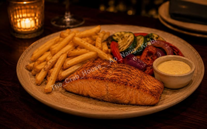 Salmon Steak – The Crab House menu