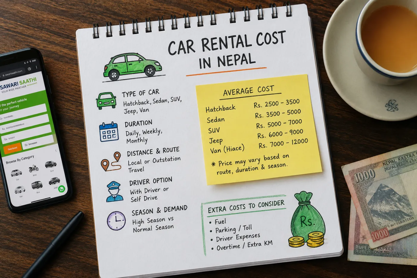 How Much Does It Cost to Rent a Car in Nepal? | Sawari Saathi