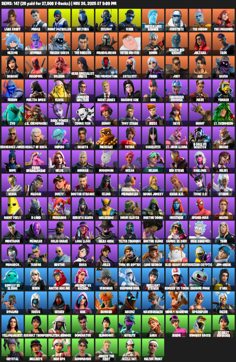 Fortnite Account ( PLAYSTATION / XBOX / PC ) (Lara Croft) (147 Skins) Fortnite Account ( PLAYSTATION / XBOX / PC ) (Lara Croft) (147 Skins)
