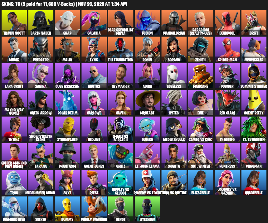 Fortnite Account ( PC / PLAYSTATION ) (Travis Scott) (76 Skins) Fortnite Account ( PC / PLAYSTATION ) (Travis Scott) (76 Skins)