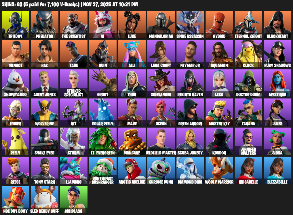 Fortnite Account ( PLAYSTATION / XBOX / PC ) (Leviathan Axe) (63 Skins)