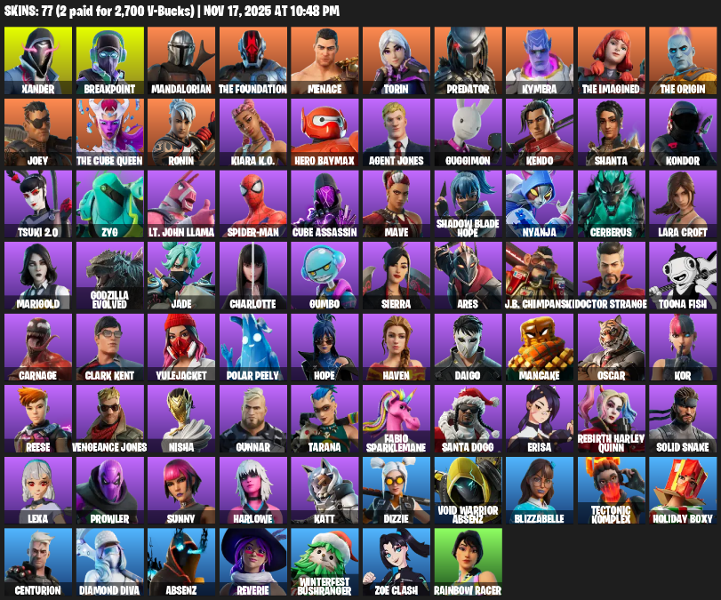 Fortnite Account ( PLAYSTATION / XBOX / PC ) (Lara Croft) (77 Skins) Fortnite Account ( PLAYSTATION / XBOX / PC ) (Lara Croft) (77 Skins)