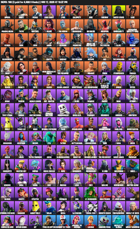 Fortnite Account ( PLAYSTATION / XBOX / PC ) (Lara Croft) (160 Skins)