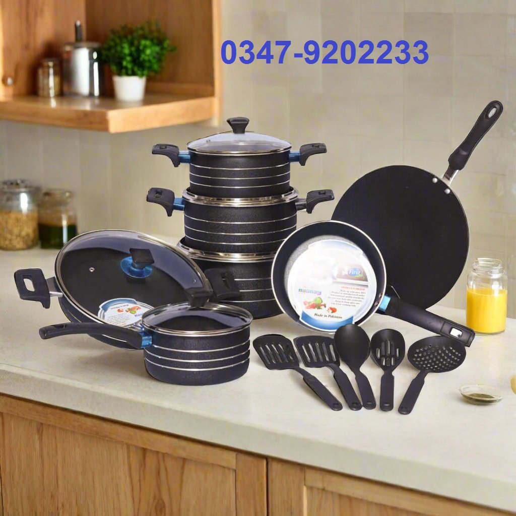 17 Pieces Non-Stick Turquoise Gift Pack Set - Black
