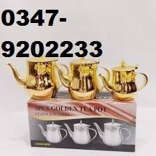 3Pcs Golden Tea Kettle coffee set chinak set for tea stylish tea pot