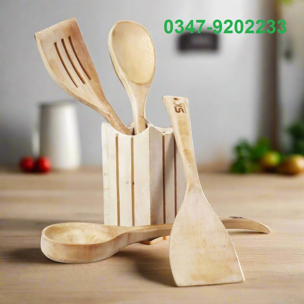 5 Piece Smart Wooden Cooking Utensils Set