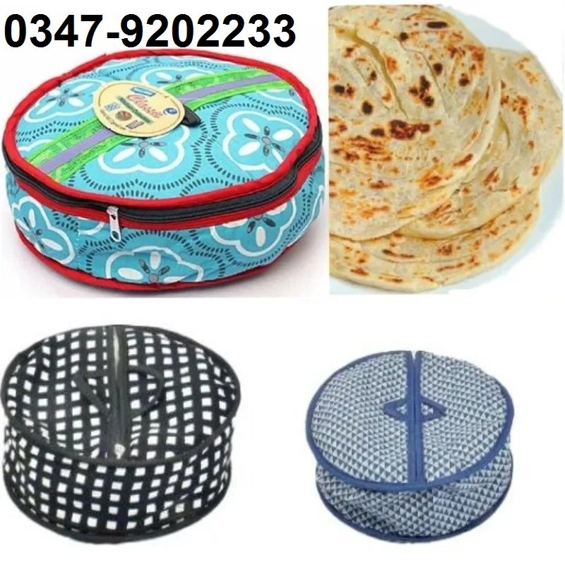 x Printed Cotton Roti Basket Circle - Roti / Chapati Box - Multi color Multi design - Zip Roti Cover bread box