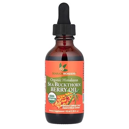 SeabuckWonders Sea Buckthorn Berry Oil, 100% Certified Organic, 1.76 FL OZ Bottle