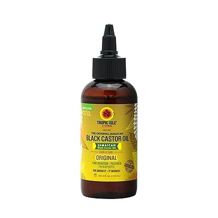Tropic Isle Living Jamaican Black Castor Oil | Rich in Vitamin E, Omega Fatty Acids & Minerals | For Hair Growth Oil, Skin Conditioning, Eyebrows & Eyelashes, Scalp and Nail Care (PET) (4oz
