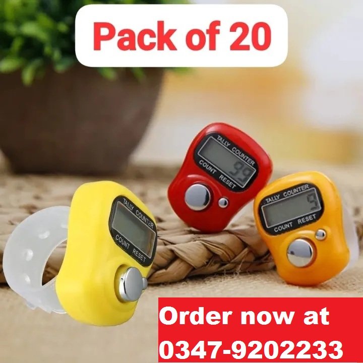 Pack of 20 Finger Counter Digital Tasbeeh / Digital Counter Finger Ring - Tally Counter - Digital Tasbih (Homeducts)