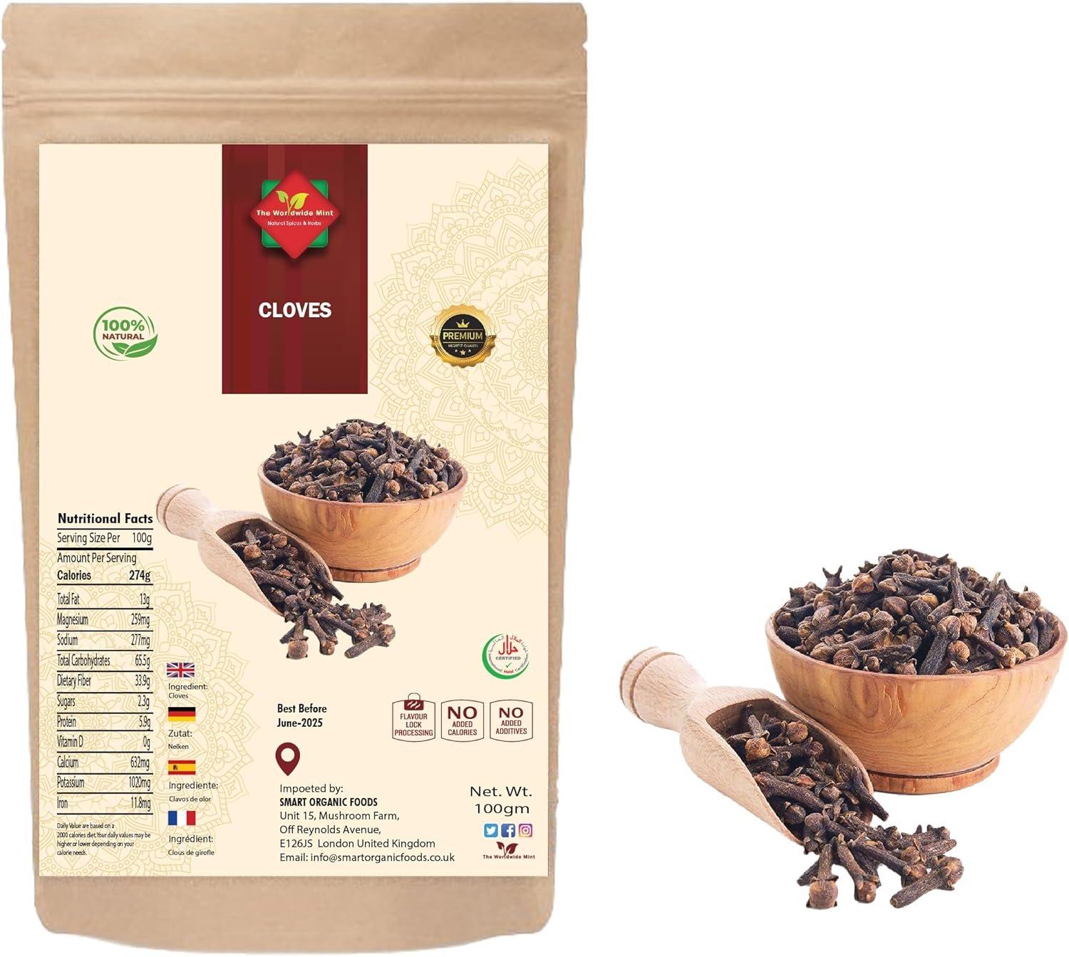 Cloves Whole | 100G| Premium Quality | Sun Dried | Indonesian| Gluten Free | Non GMO | No Additives | No Preservatives| 100G
