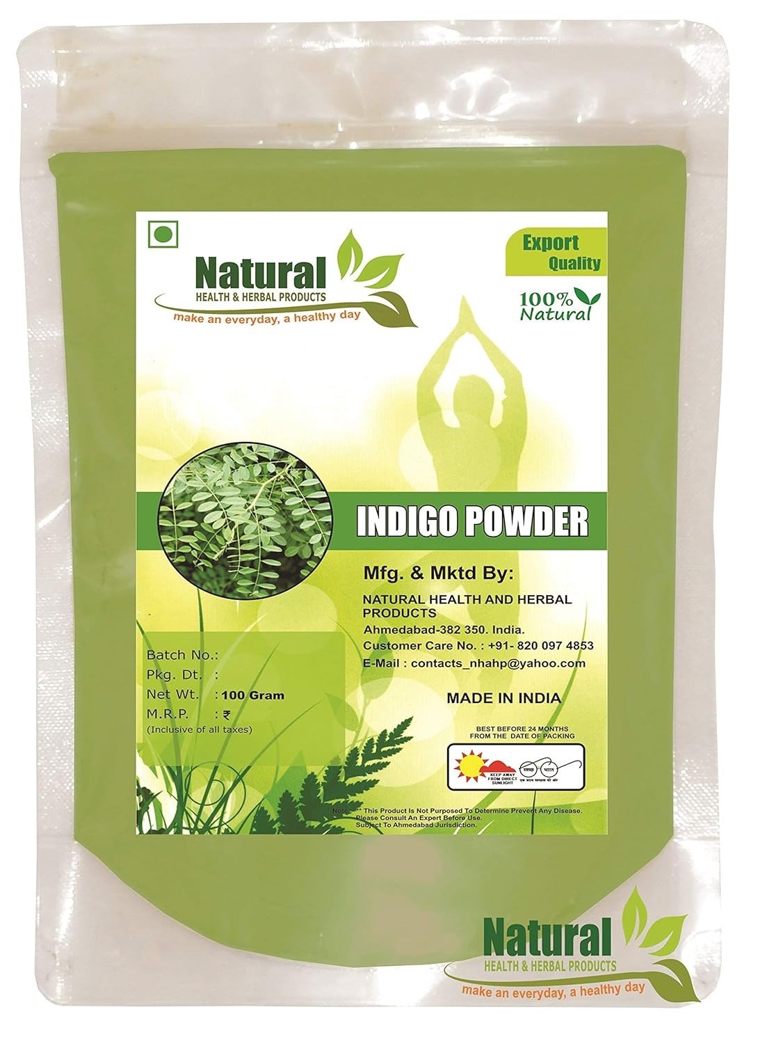 Natural Health And Herbal Products Indigo Powder For Hair Pure Neel Powder for Hair, 100Gm Pack of 1