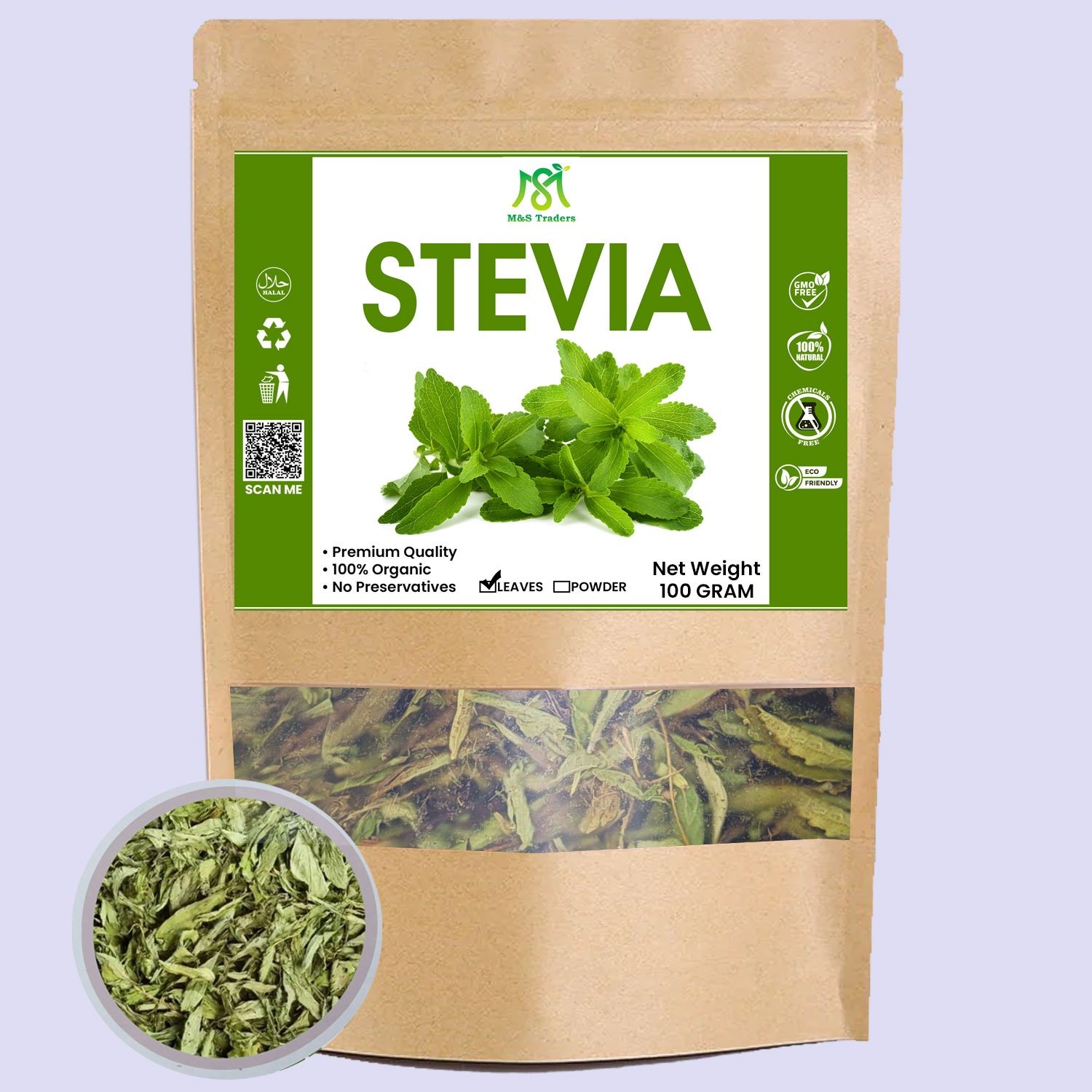Organic -Dried Stevia Leaves 100gm