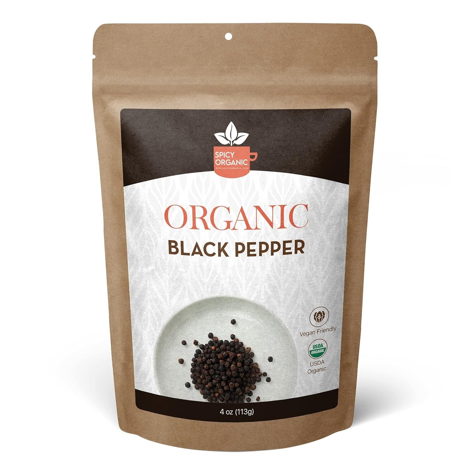 SPICY ORGANIC Black Peppercorns – 4 oz -