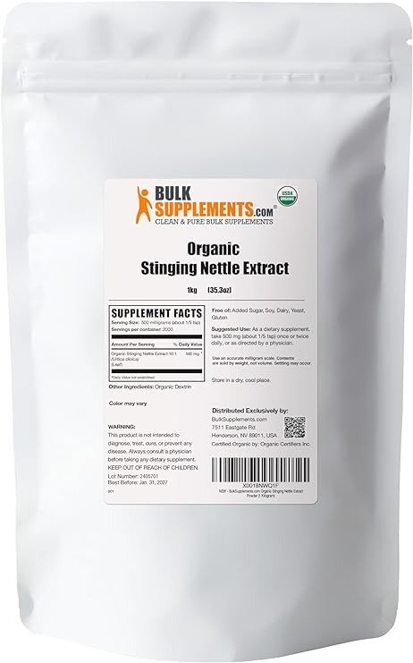 BulkSupplements.com Organic Stinging Nettle Extract - from Stinging Nettle Leaf, Nettle Supplement 500g