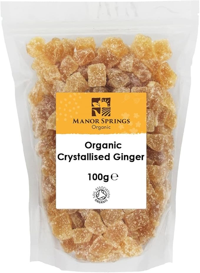 Organic Crystallised Ginger 100g by Manor Springs Organic