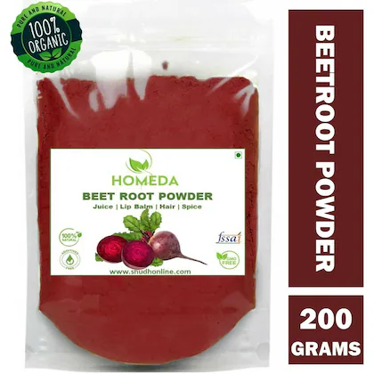 Homeda Organic Beetroot Powder (200g) for Drink, Juice, Face, Hair, Skin, Eating (Beat Root)