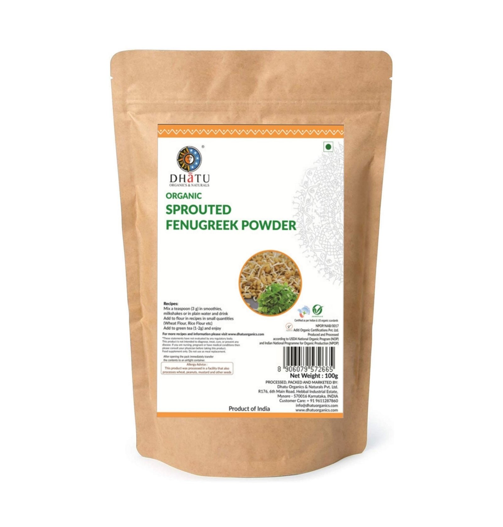 Organic Sprouted Fenugreek Powder 100g