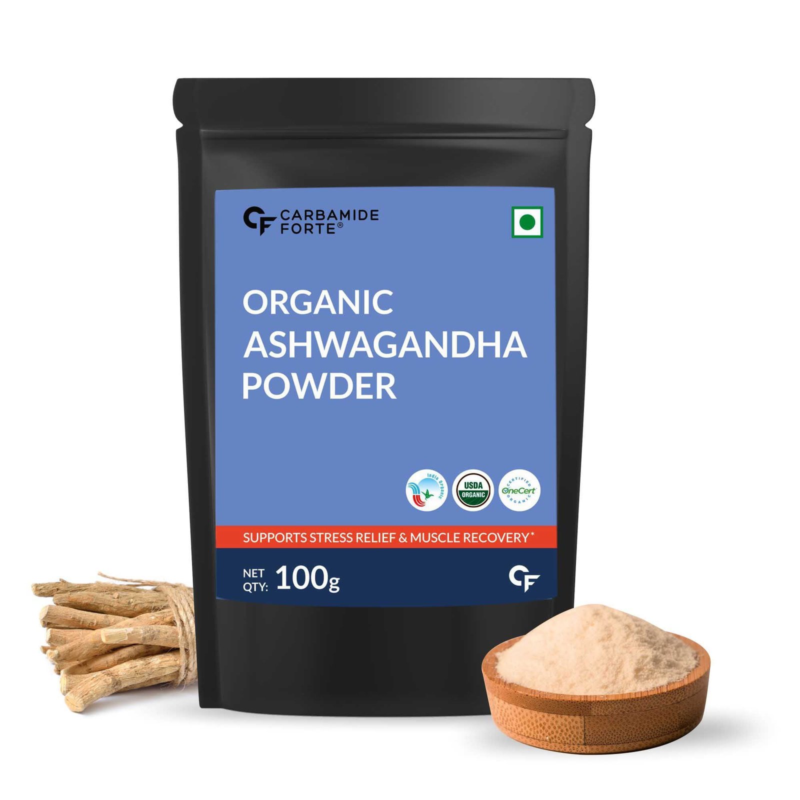 Carbamide Forte 100% Organic Ashwagandha Powder Withania Somnifera - 100 gm (0.22 Lb)