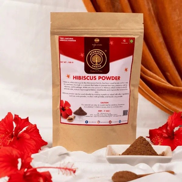 Ayurveda Amrita Pure & Natural Hibiscus Powder For Hair, Scalp & Skin,100 Gm