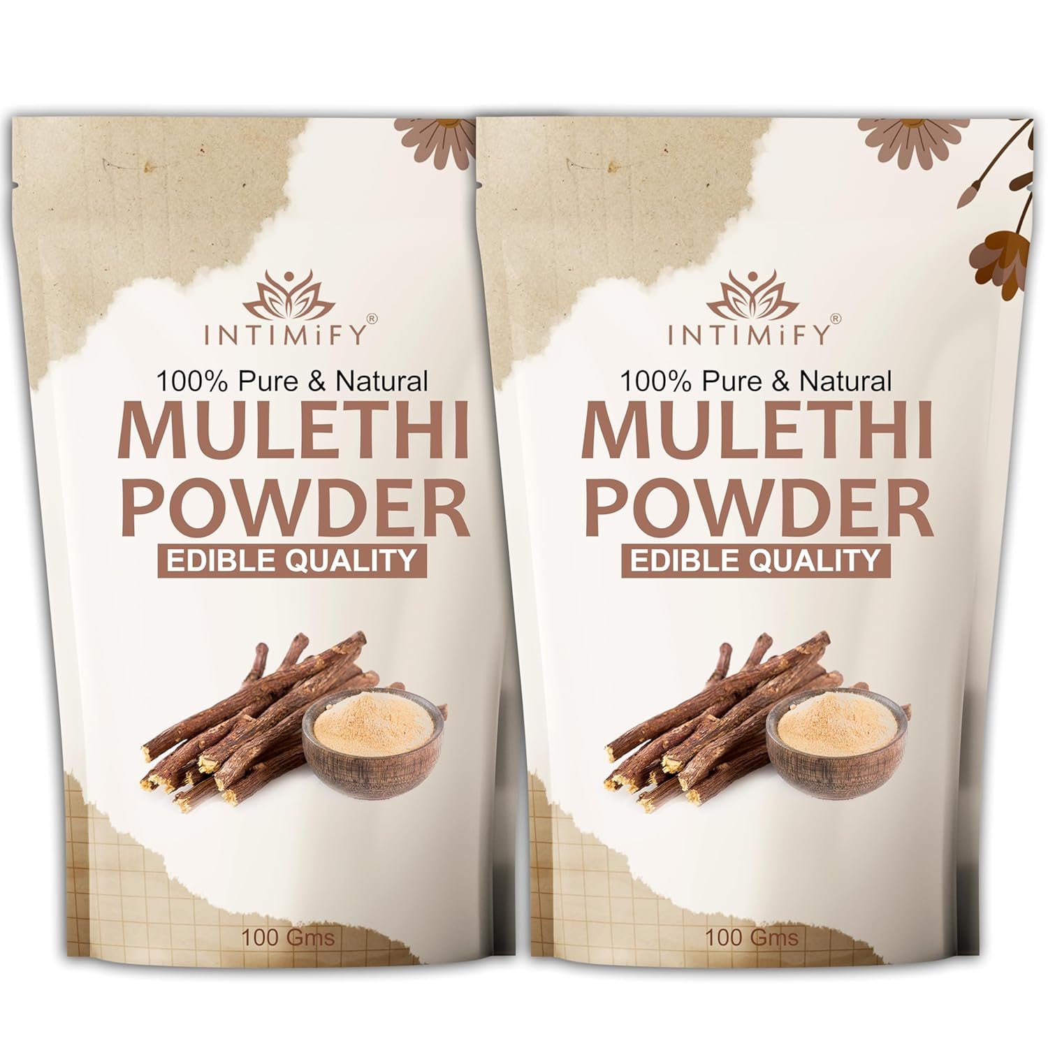 INTIMIFY Mulethi powder For Face Whitening, Eating, Drinking | Can be Use Both Women & Men | 200g (Pack of 2)