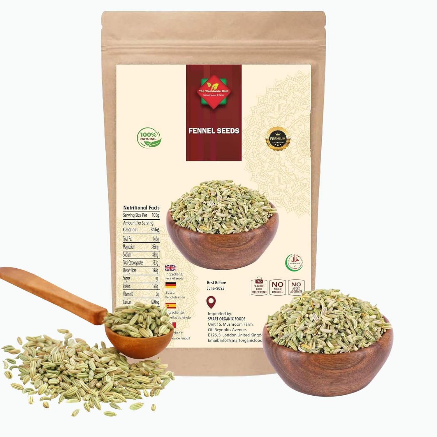 Fennel Seeds 100g (3.52oz) | Saunf/Soonf โ Premium Raw Fennel Seed from India | 100% Natural, Gluten-Free, Vegan, Non-GMO, No Additives