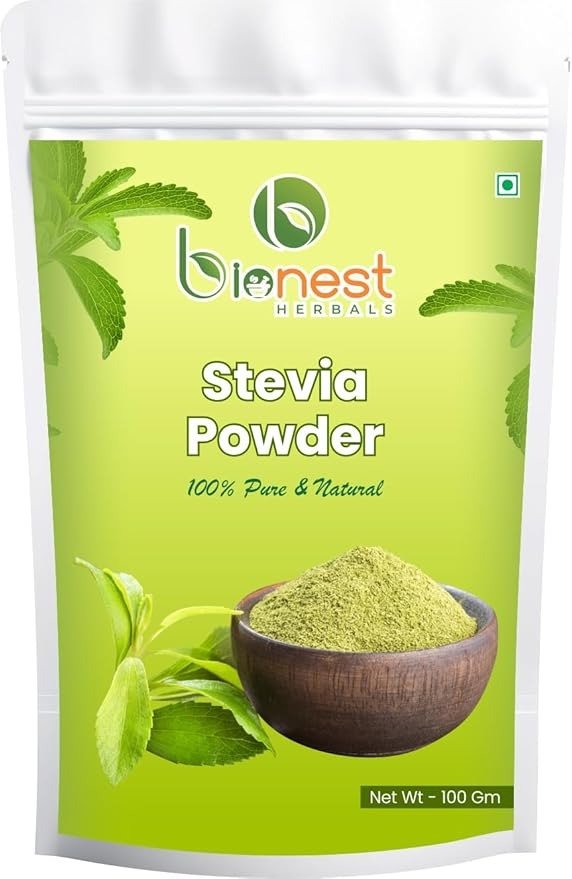 Bionest Herbals Stevia Powder - 100 gm | Natural Sweetener | Meethi Tulsi | Zero-Calorie Sugar Substitute | 100% Plant-Based