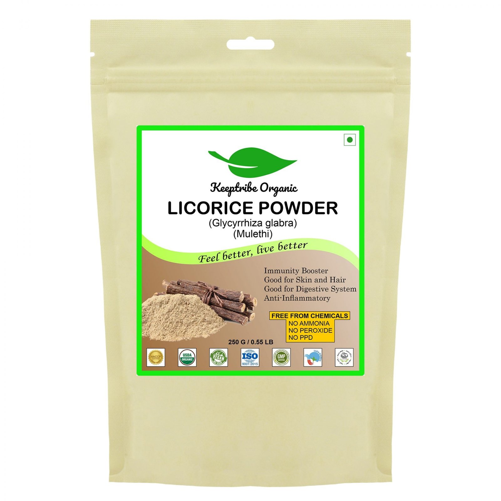 Keeptribe Organic Licorice (Mulethi) Powder | Best for Hair & Skin Care 200g